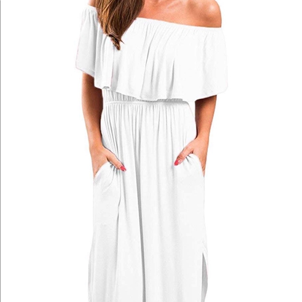 White off shoulder maxi dress